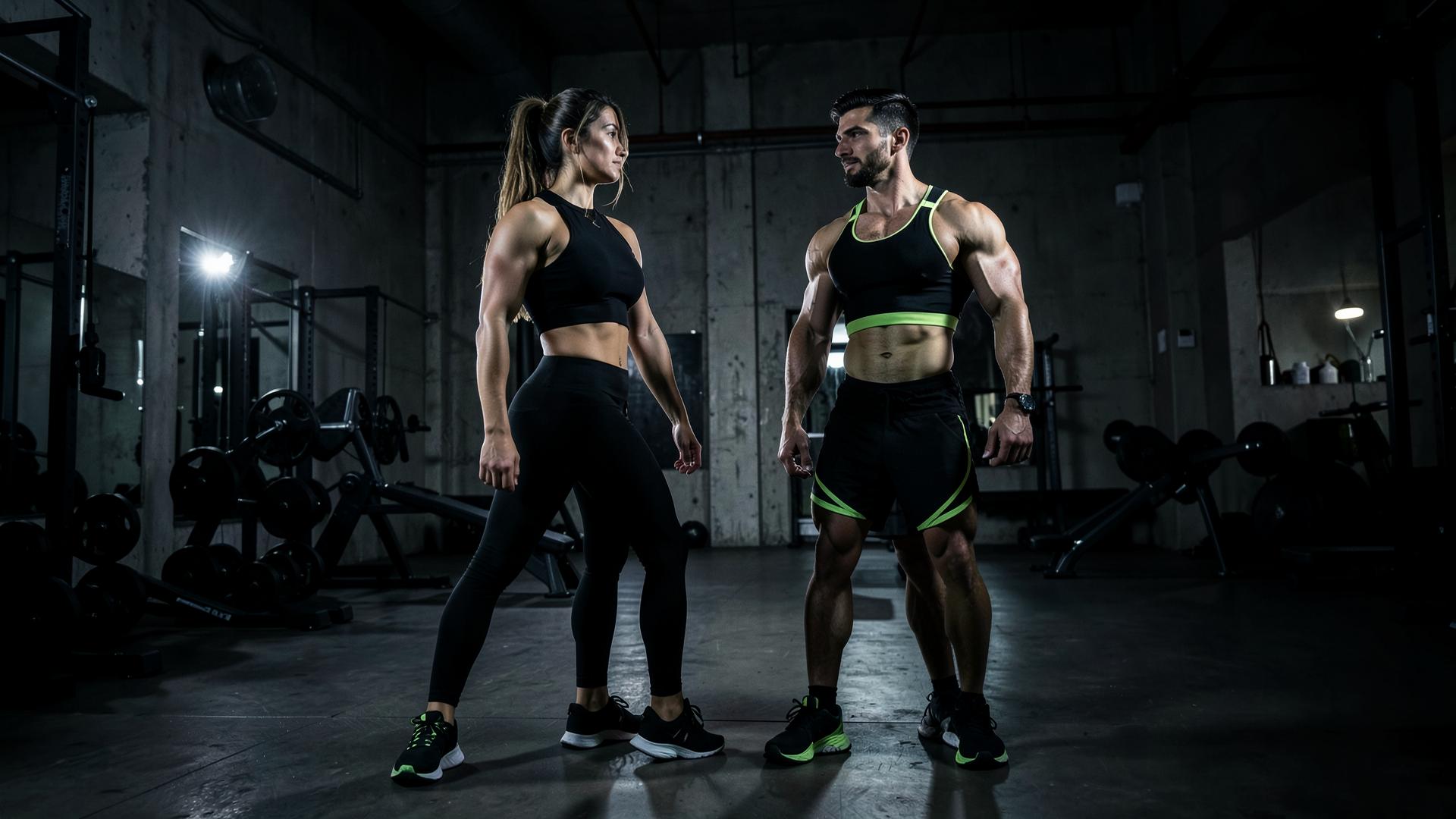 Atleta em treino de força num ginásio industrial